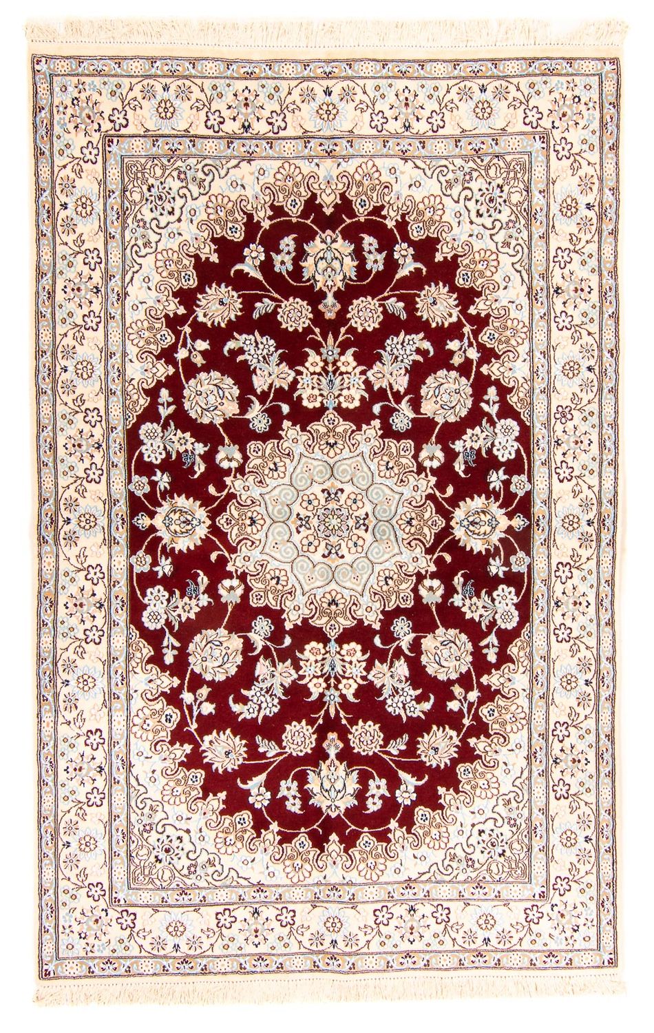 Alfombra Persa - Nain - Real - 241 x 153 cm - rojo oscuro