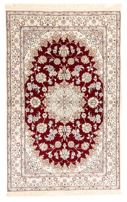 Alfombra Persa - Nain - Real - 241 x 153 cm - rojo oscuro