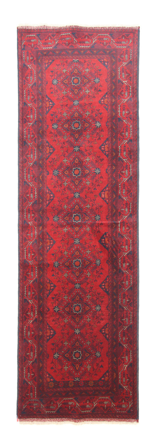 Alfombra de pasillo Alfombra afgana - Kunduz - 299 x 86 cm - rojo oscuro