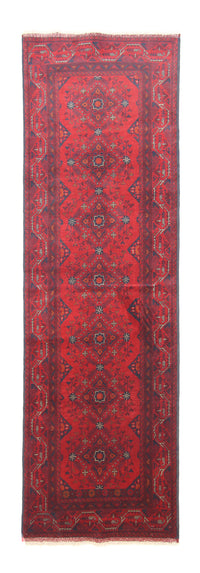 Alfombra de pasillo Alfombra afgana - Kunduz - 299 x 86 cm - rojo oscuro
