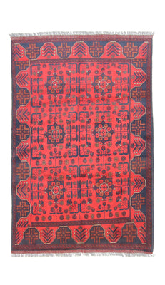 Alfombra afgana - Kunduz - 191 x 121 cm - azul oscuro