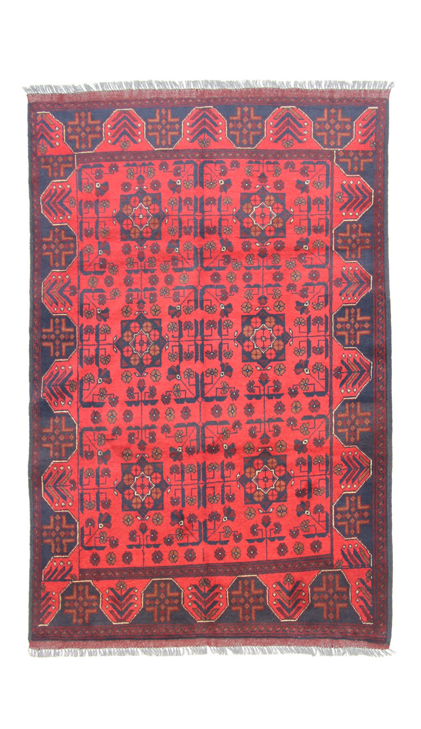 Alfombra afgana - Kunduz - 191 x 121 cm - azul oscuro