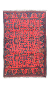 Alfombra afgana - Kunduz - 191 x 121 cm - azul oscuro