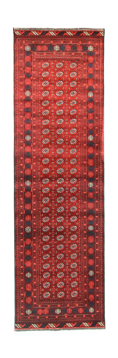 Alfombra de pasillo Alfombra afgana - Bukhara - 293 x 87 cm - rojo oscuro