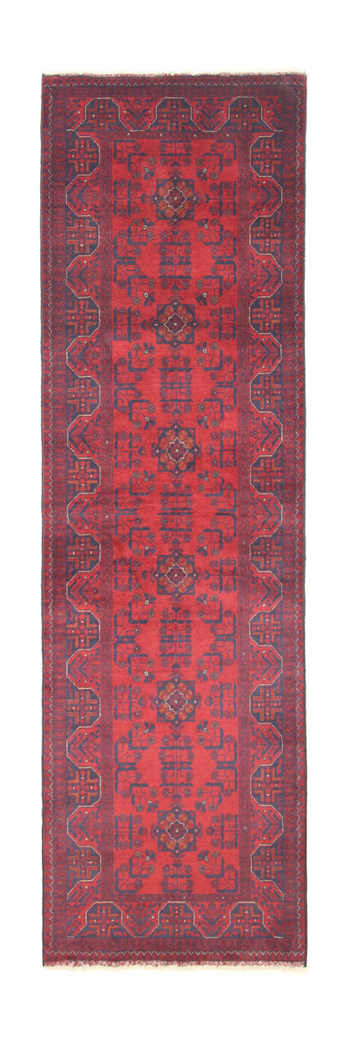 Alfombra de pasillo Alfombra afgana - Kunduz - 287 x 83 cm - rojo oscuro