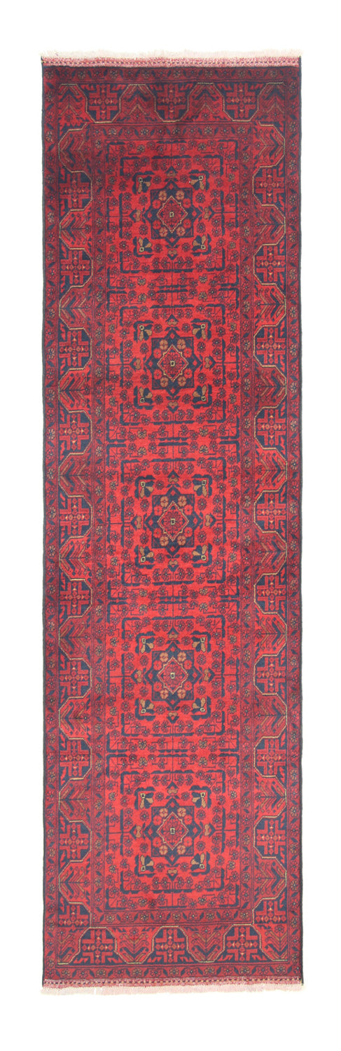 Alfombra de pasillo Alfombra afgana - Kunduz - 290 x 80 cm - rojo oscuro