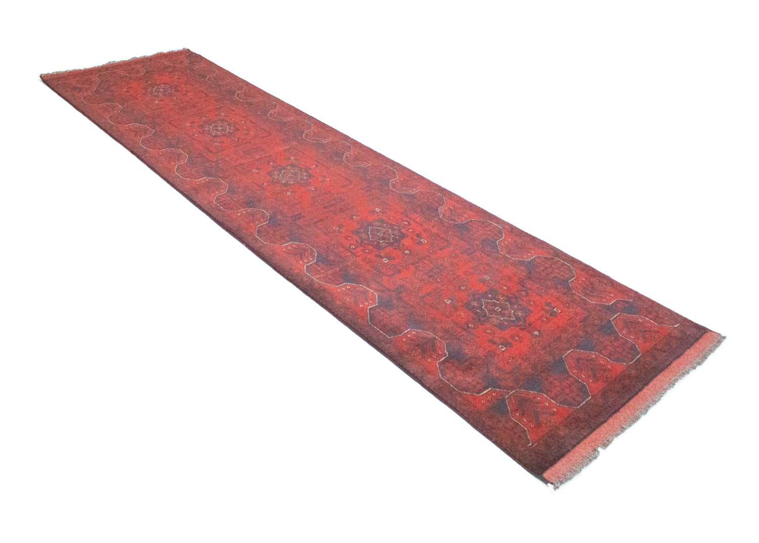 Alfombra de pasillo Alfombra afgana - Kunduz - 297 x 79 cm - rojo