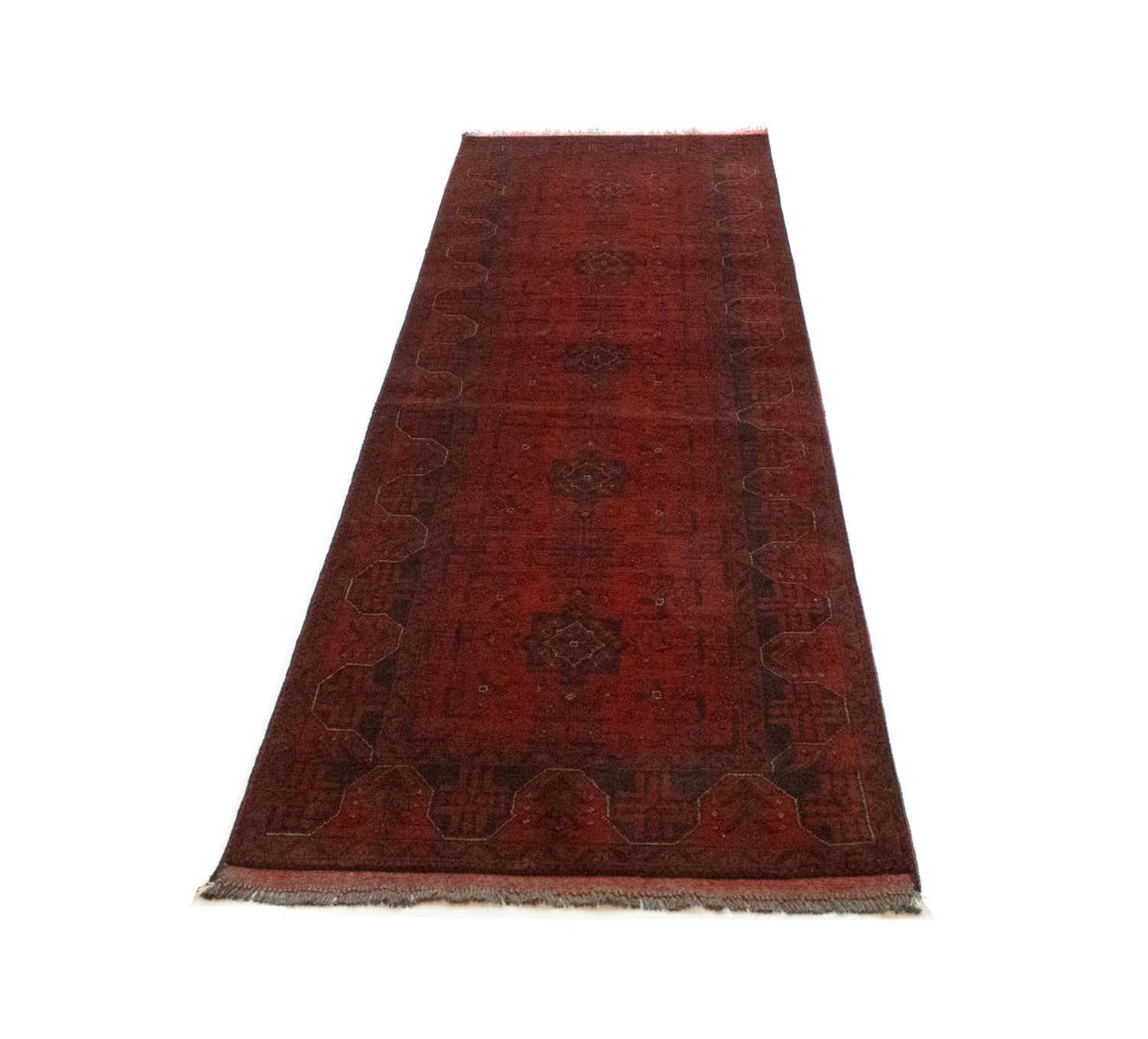 Alfombra de pasillo Alfombra afgana - Kunduz - 296 x 77 cm - rojo