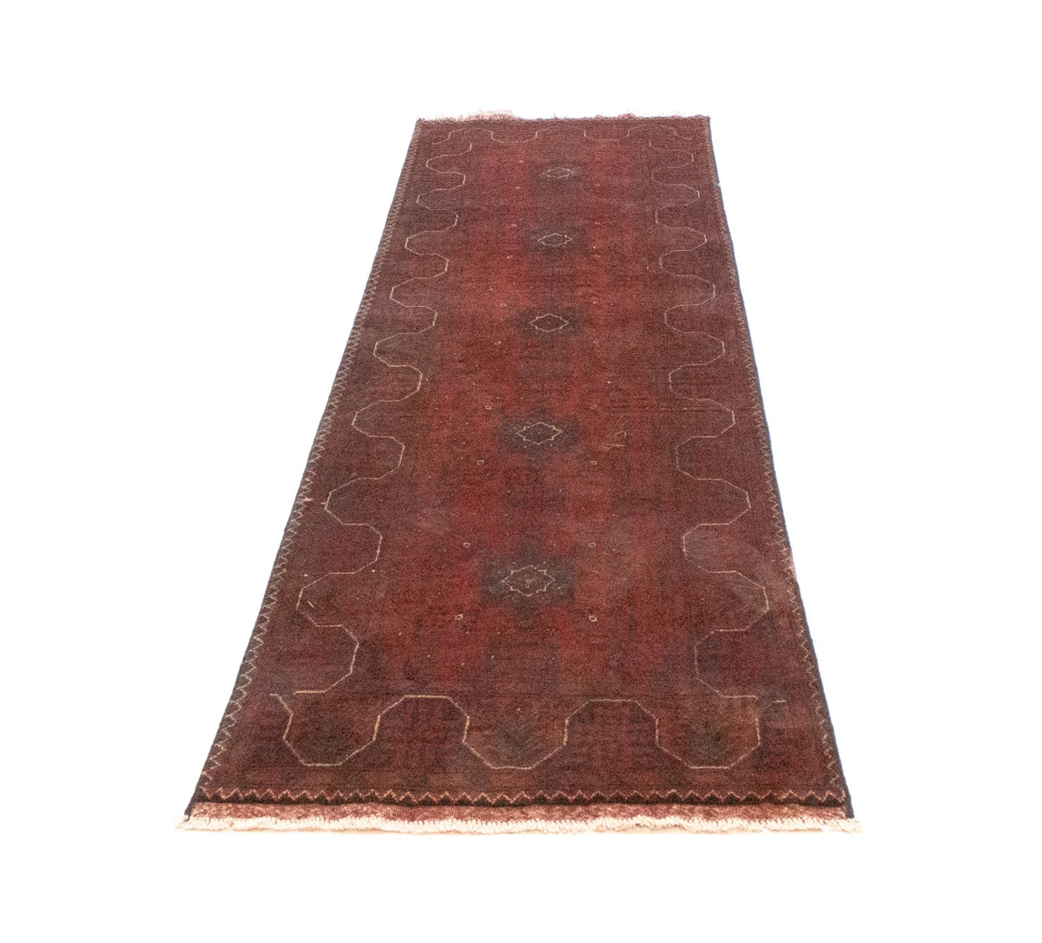 Alfombra de pasillo Alfombra afgana - Kunduz - 290 x 79 cm - rojo oscuro