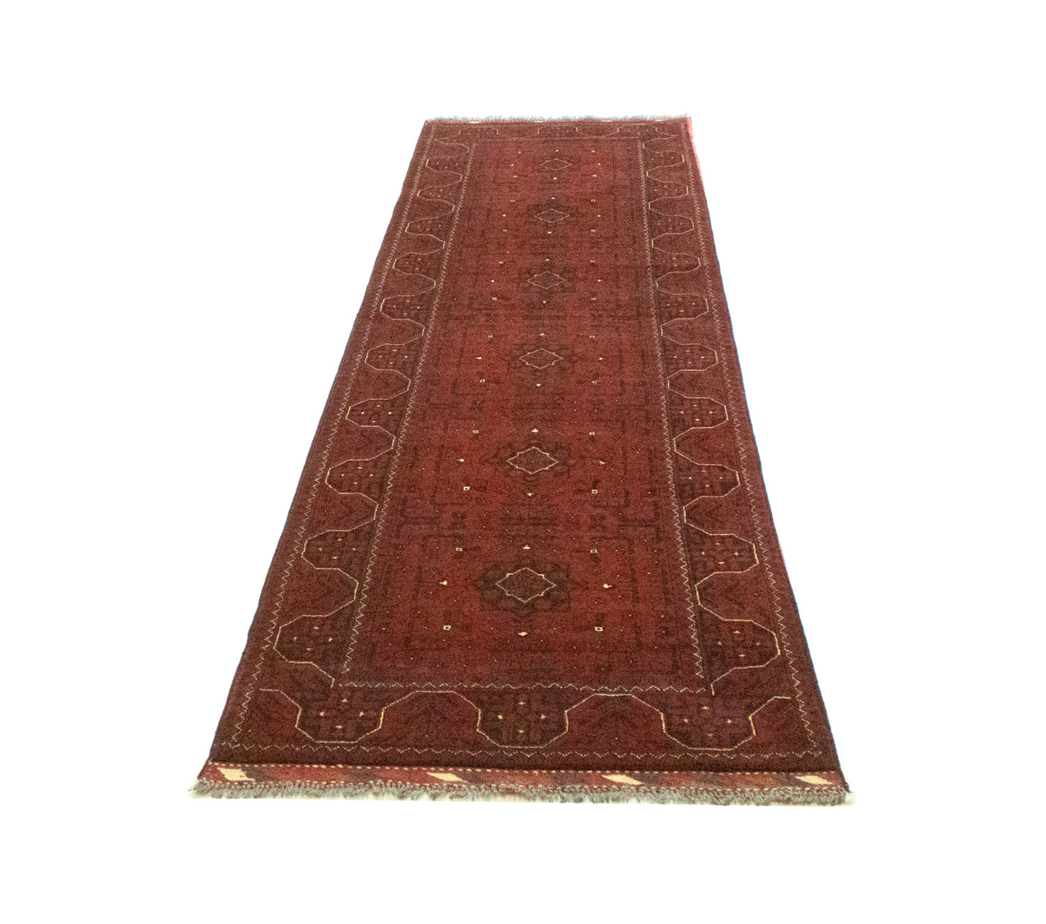 Alfombra de pasillo Alfombra afgana - Kunduz - 302 x 78 cm - rojo