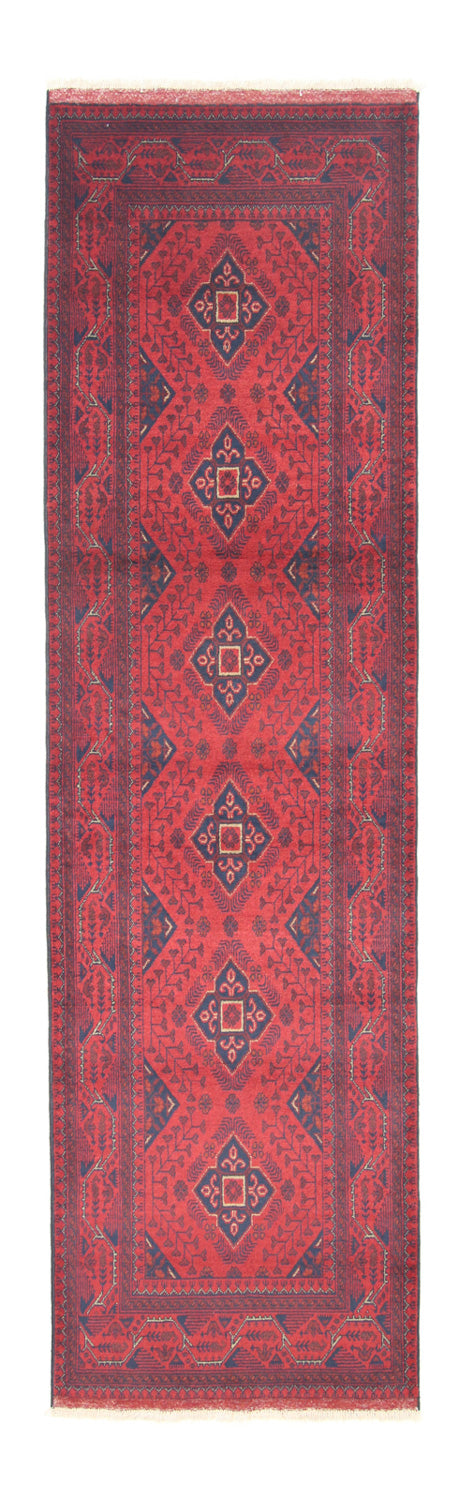 Alfombra de pasillo Alfombra afgana - Kunduz - 296 x 84 cm - rojo oscuro