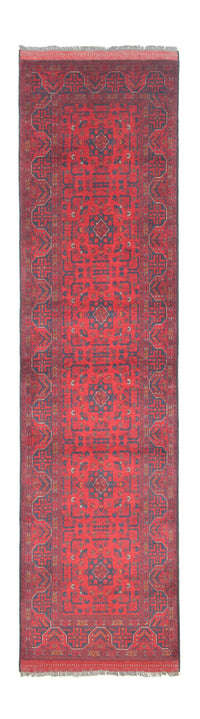 Alfombra de pasillo Alfombra afgana - Kunduz - 297 x 74 cm - rojo