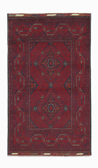Alfombra afgana - Kunduz - 123 x 75 cm - rojo oscuro