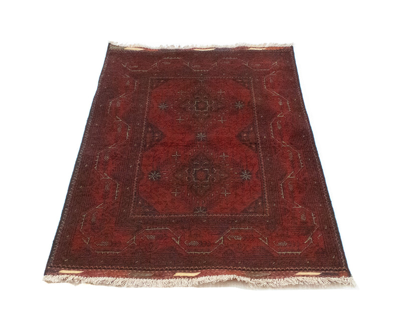 Alfombra afgana - Kunduz - 123 x 75 cm - rojo oscuro