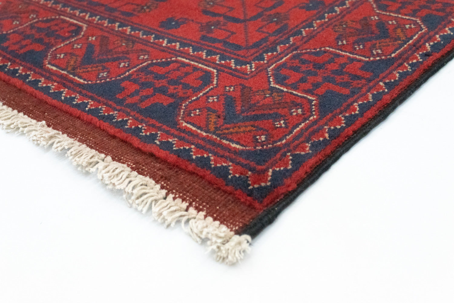 Alfombra afgana - Kunduz - 120 x 77 cm - azul oscuro