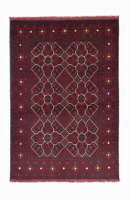 Alfombra afgana - Kunduz - 121 x 82 cm - rojo oscuro