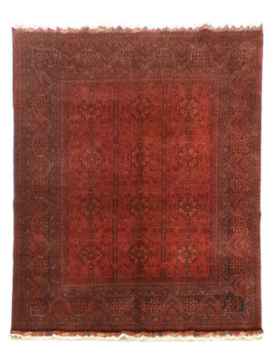Alfombra afgana - Kunduz - 194 x 147 cm - rojo