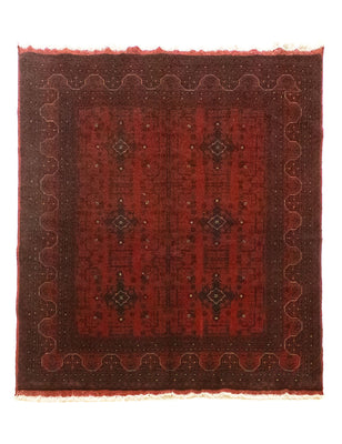 Alfombra afgana - Kunduz - 199 x 152 cm - rojo