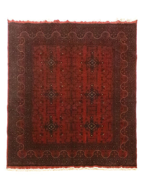 Alfombra afgana - Kunduz - 199 x 152 cm - rojo