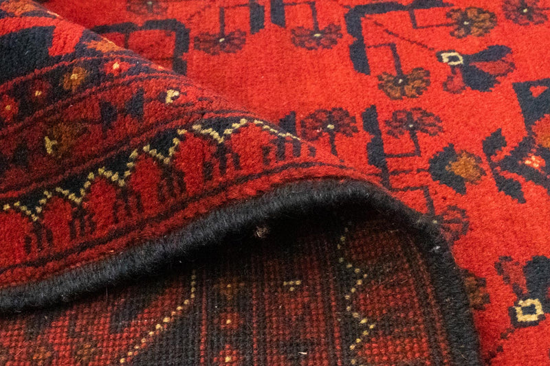 Alfombra afgana - Kunduz - 193 x 151 cm - rojo