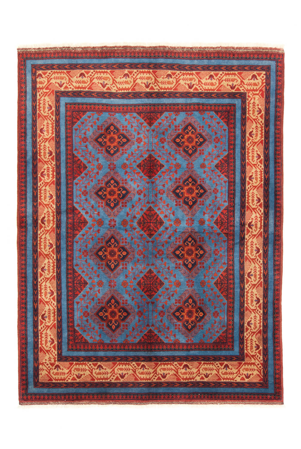 Alfombra afgana - Kunduz - 200 x 151 cm - rojo