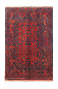 Alfombra afgana - Kunduz - 147 x 97 cm - rojo