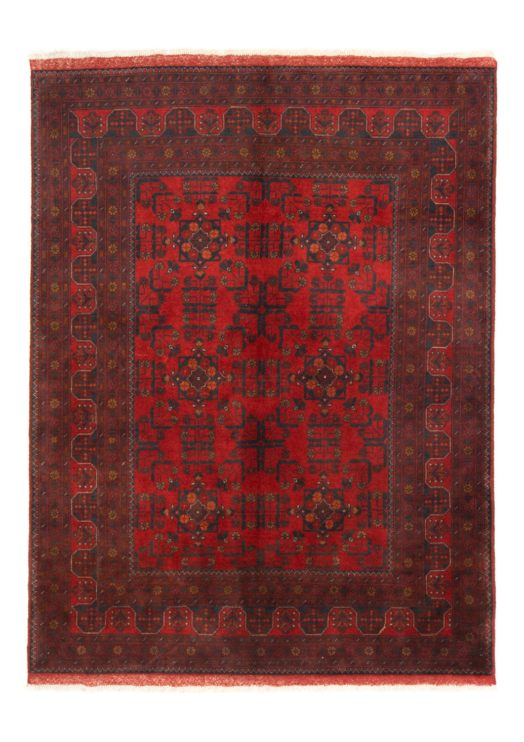 Alfombra afgana - Kunduz - 196 x 151 cm - rojo
