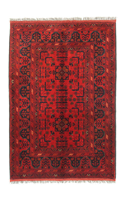 Alfombra afgana - Kunduz - 156 x 105 cm - rojo