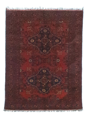 Alfombra afgana - Kunduz - 129 x 73 cm - rojo