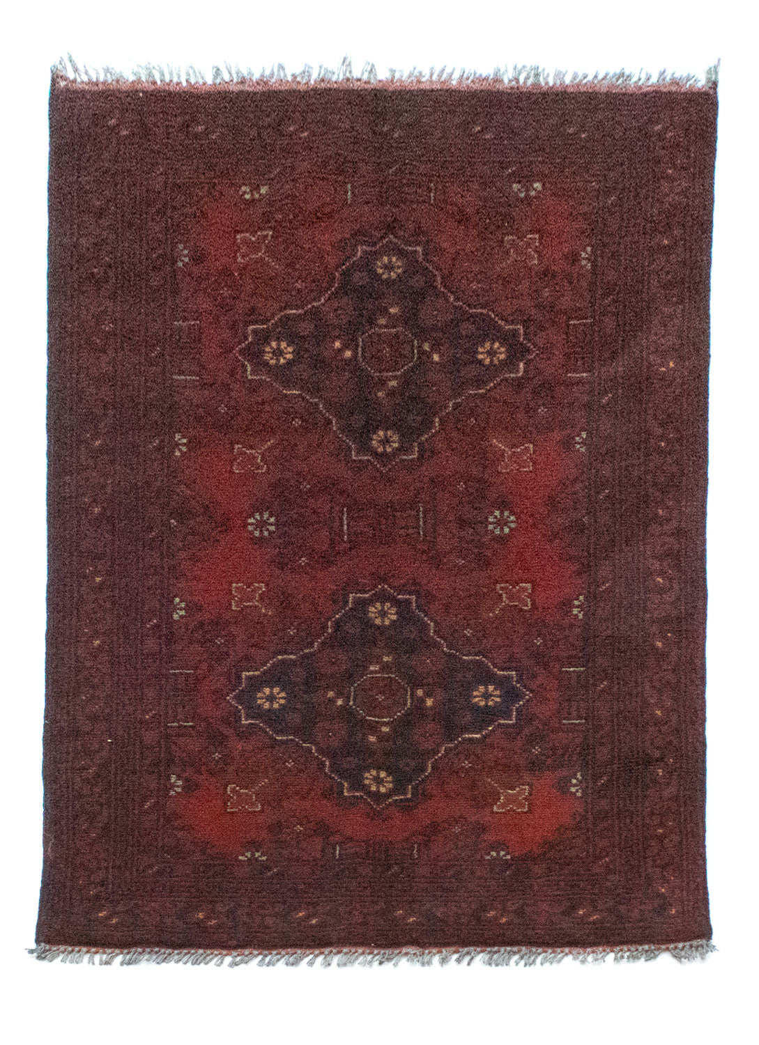 Alfombra afgana - Kunduz - 129 x 73 cm - rojo