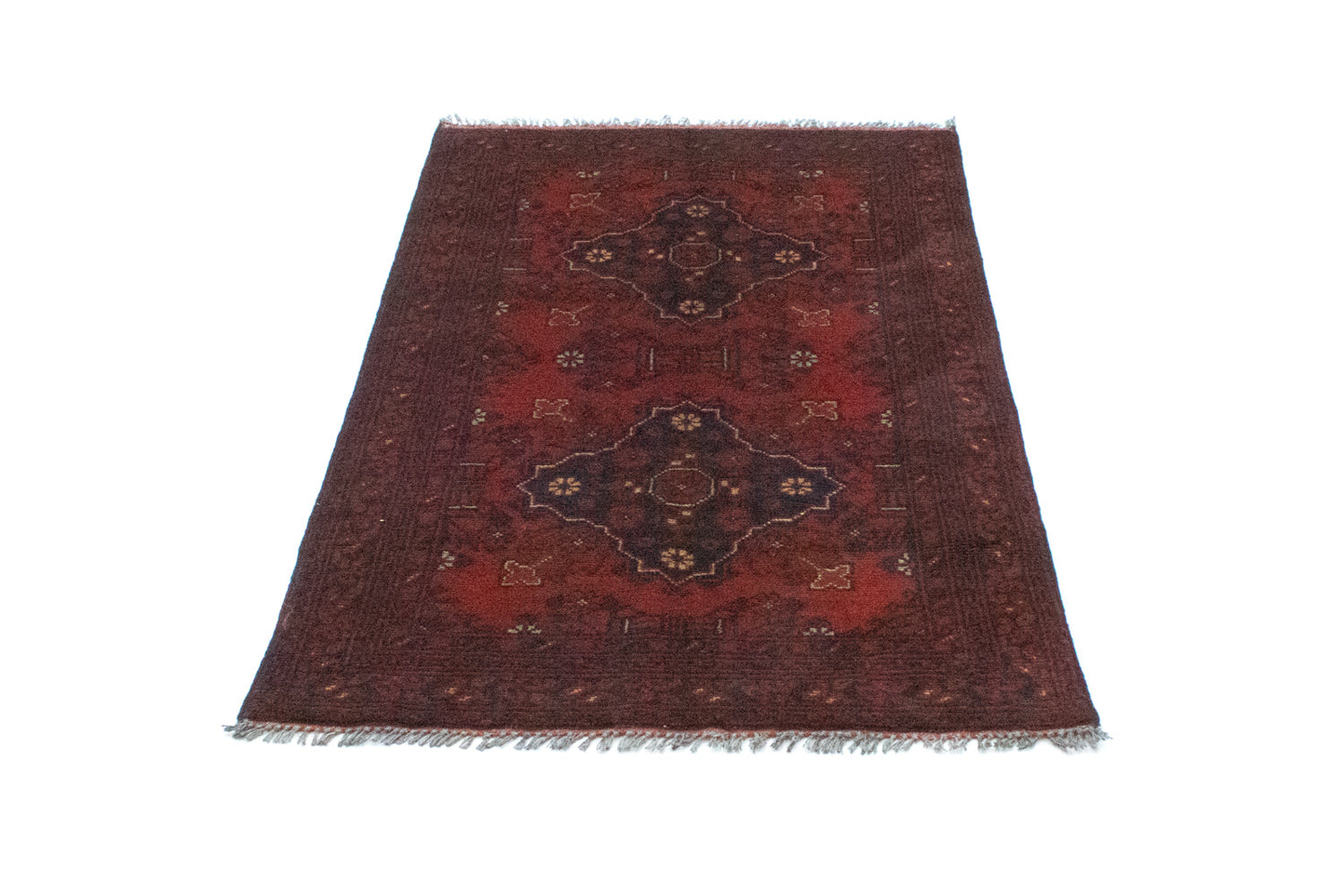Alfombra afgana - Kunduz - 129 x 73 cm - rojo