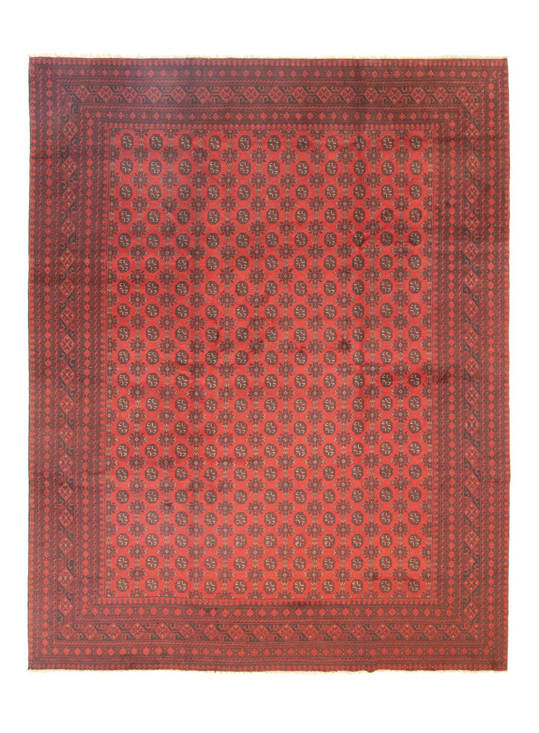 Alfombra afgana - Filpa - 390 x 302 cm - rojo oscuro