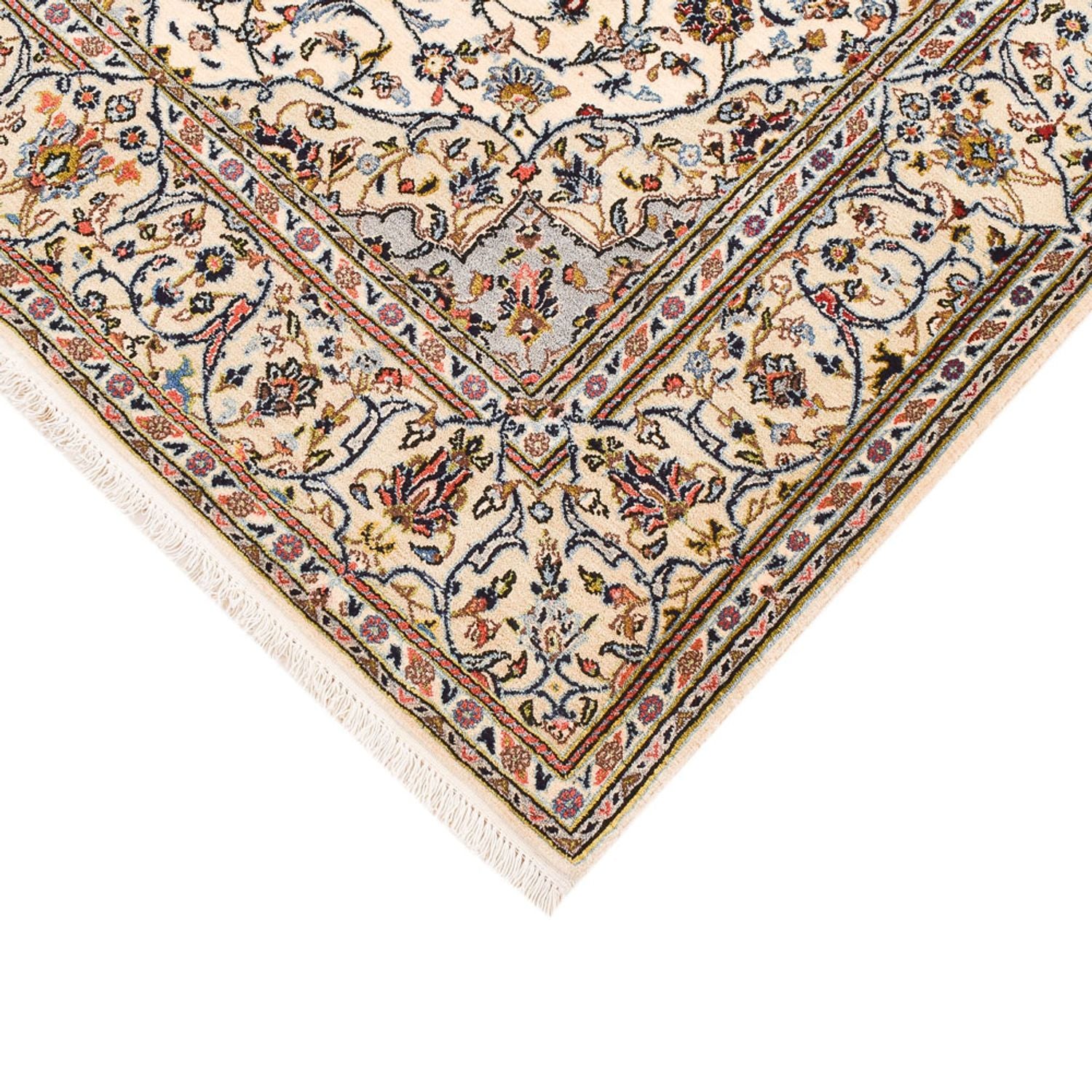 Alfombra persa - Keshan - Real - 208 x 135 cm - crema