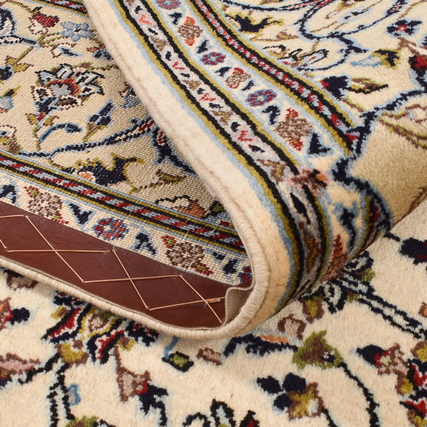 Alfombra persa - Keshan - Real - 208 x 135 cm - crema