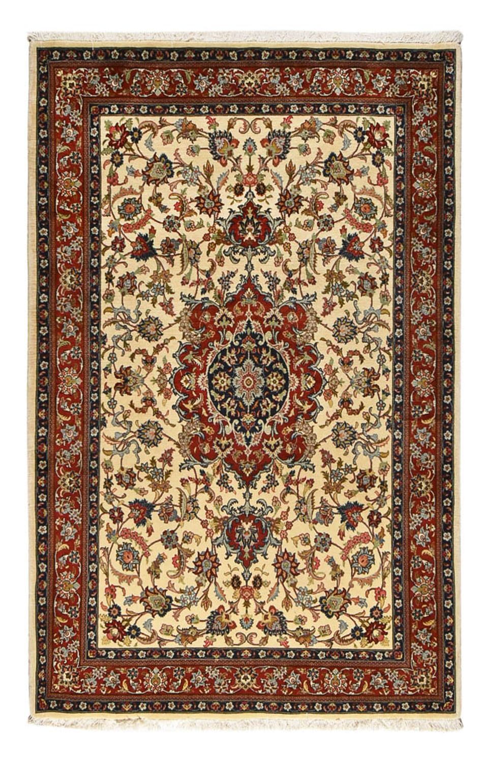 Alfombra Persa - Ghom - Royal - 202 x 131 cm - beige claro