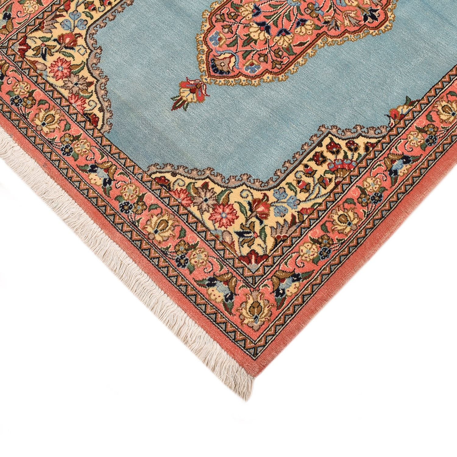 Alfombra persa - Ghom - 117 x 80 cm - azul claro