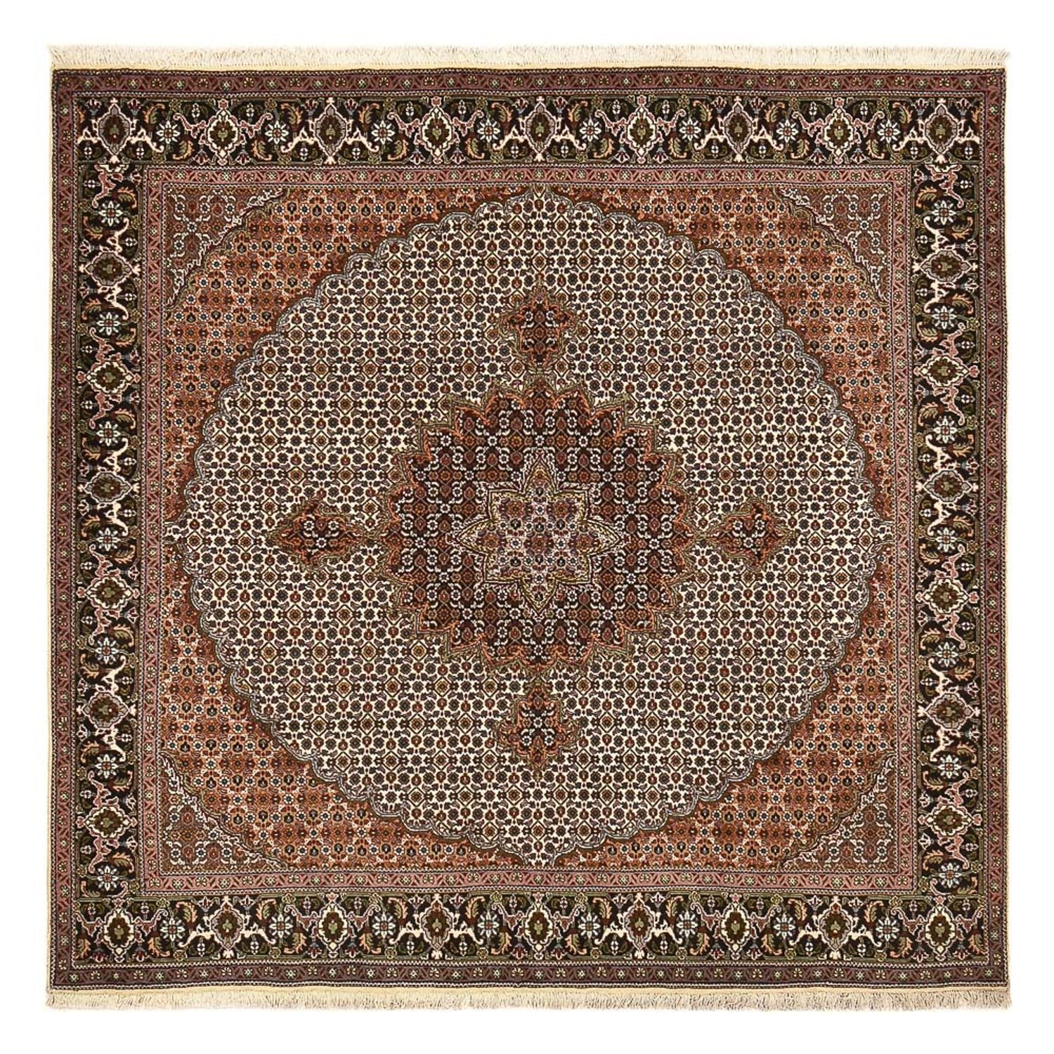 Alfombra Persa - Tabriz - Real cuadrado  - 207 x 204 cm - marrón