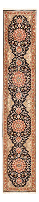 Alfombra de pasillo Alfombra Persa - Tabriz - Real - 380 x 75 cm - azul oscuro