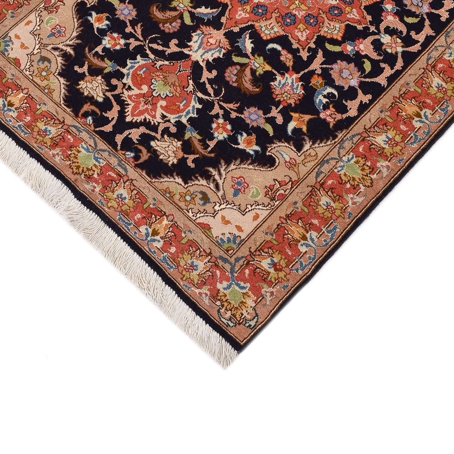 Alfombra de pasillo Alfombra Persa - Tabriz - Real - 380 x 75 cm - azul oscuro