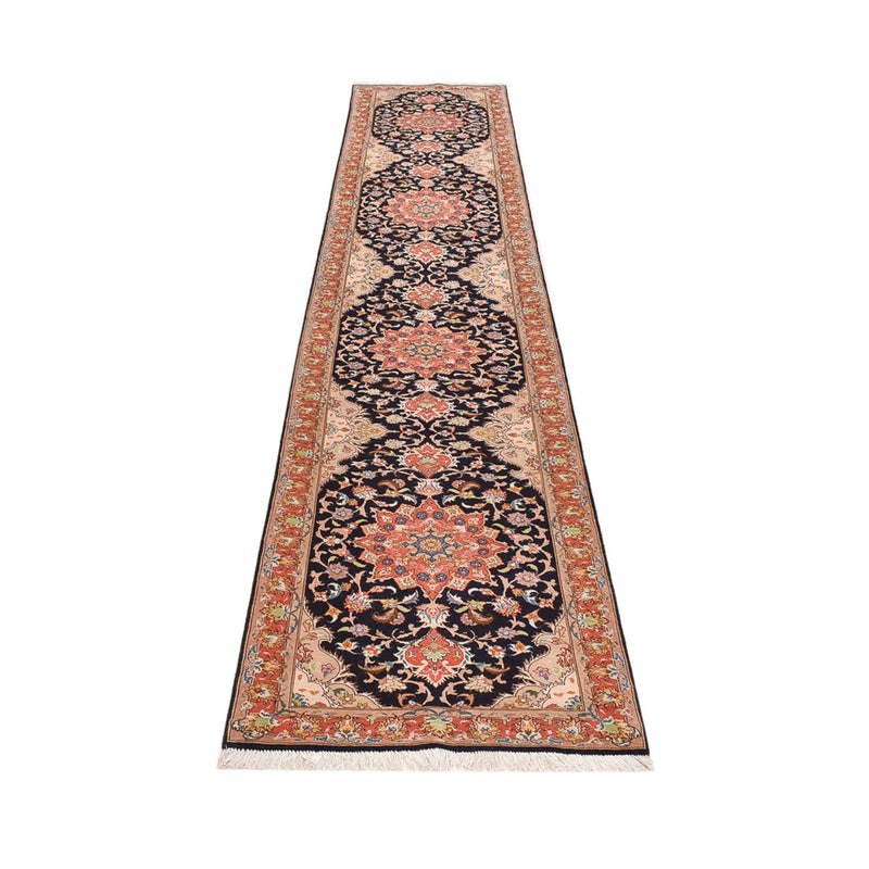 Alfombra de pasillo Alfombra Persa - Tabriz - Real - 380 x 75 cm - azul oscuro