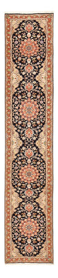 Alfombra de pasillo Alfombra Persa - Tabriz - Real - 380 x 75 cm - azul oscuro