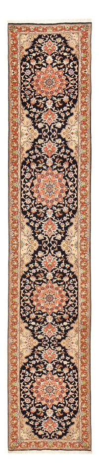 Alfombra de pasillo Alfombra Persa - Tabriz - Real - 380 x 75 cm - azul oscuro