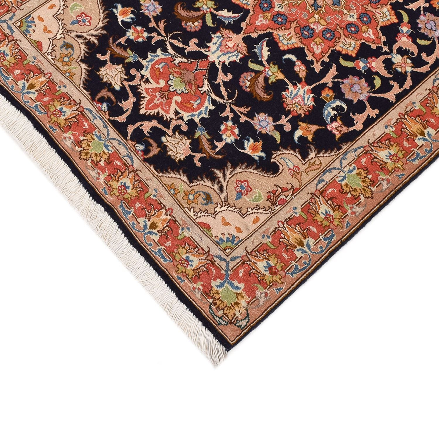Alfombra de pasillo Alfombra Persa - Tabriz - Real - 380 x 75 cm - azul oscuro