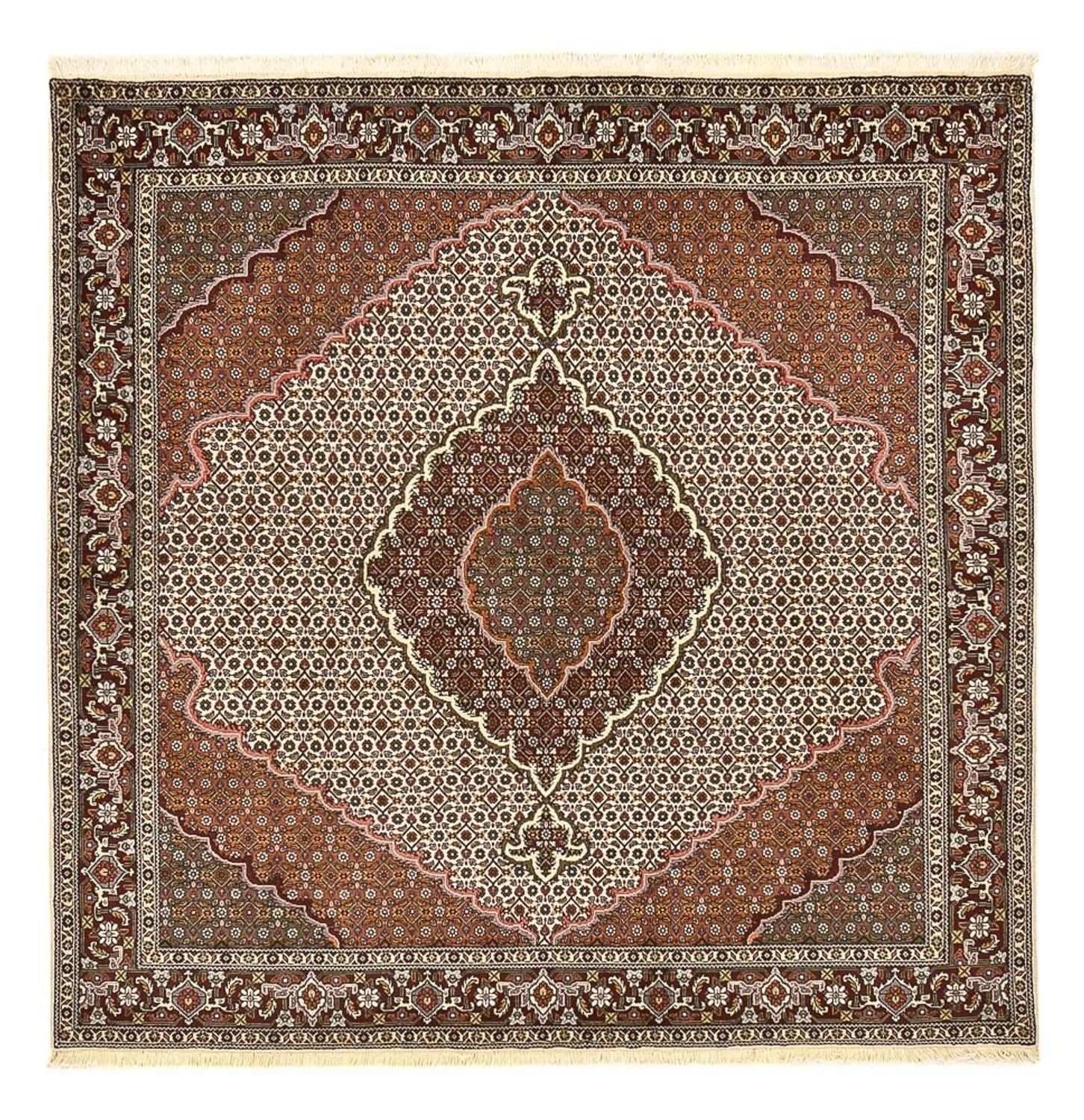 Alfombra Persa - Tabriz - Real cuadrado  - 205 x 201 cm - marrón claro