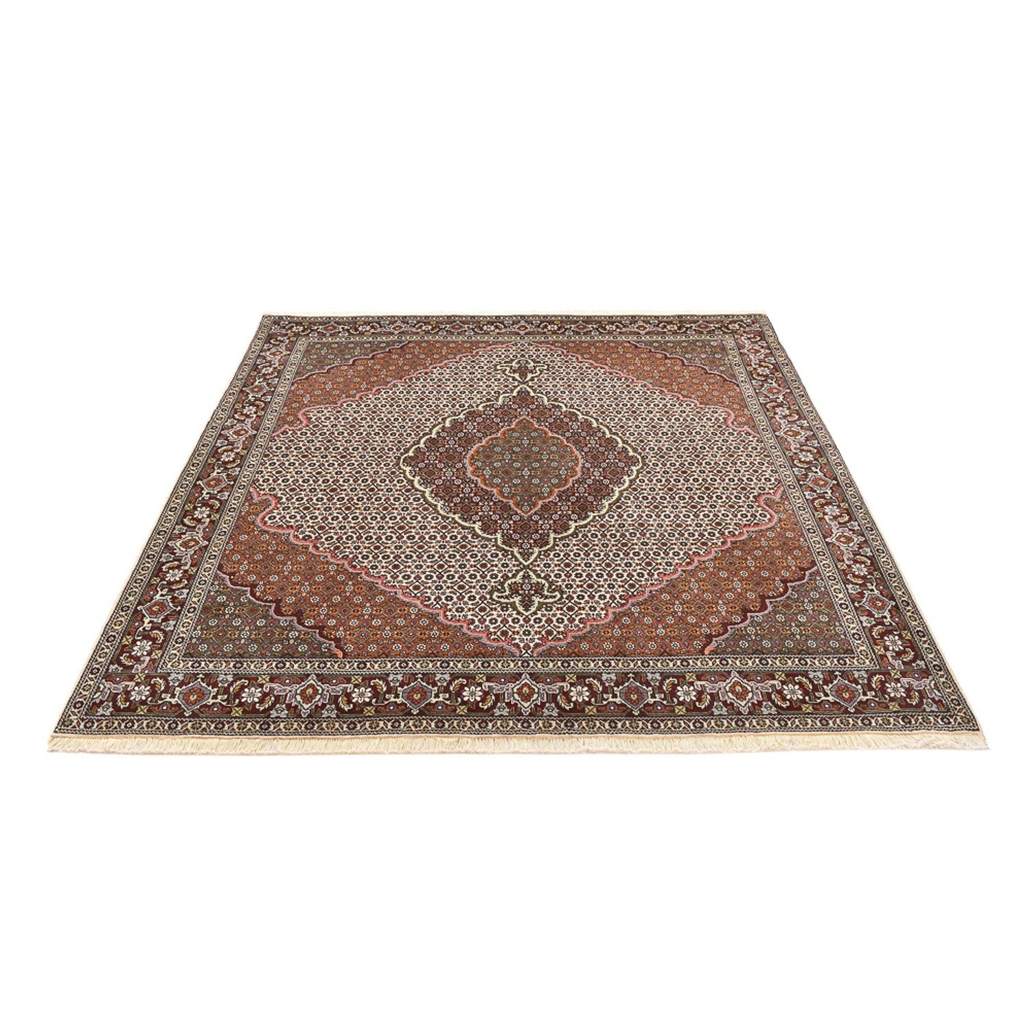 Alfombra Persa - Tabriz - Real cuadrado  - 205 x 201 cm - marrón claro