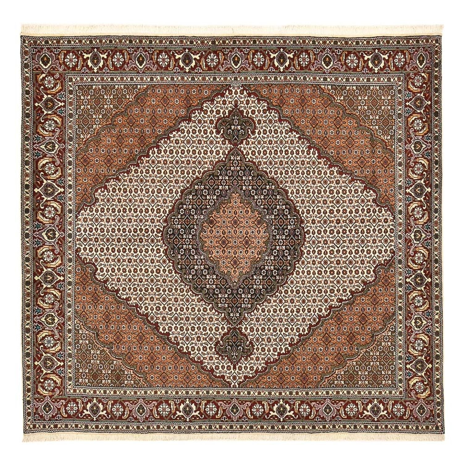 Alfombra Persa - Tabriz - Real cuadrado  - 199 x 198 cm - marrón claro