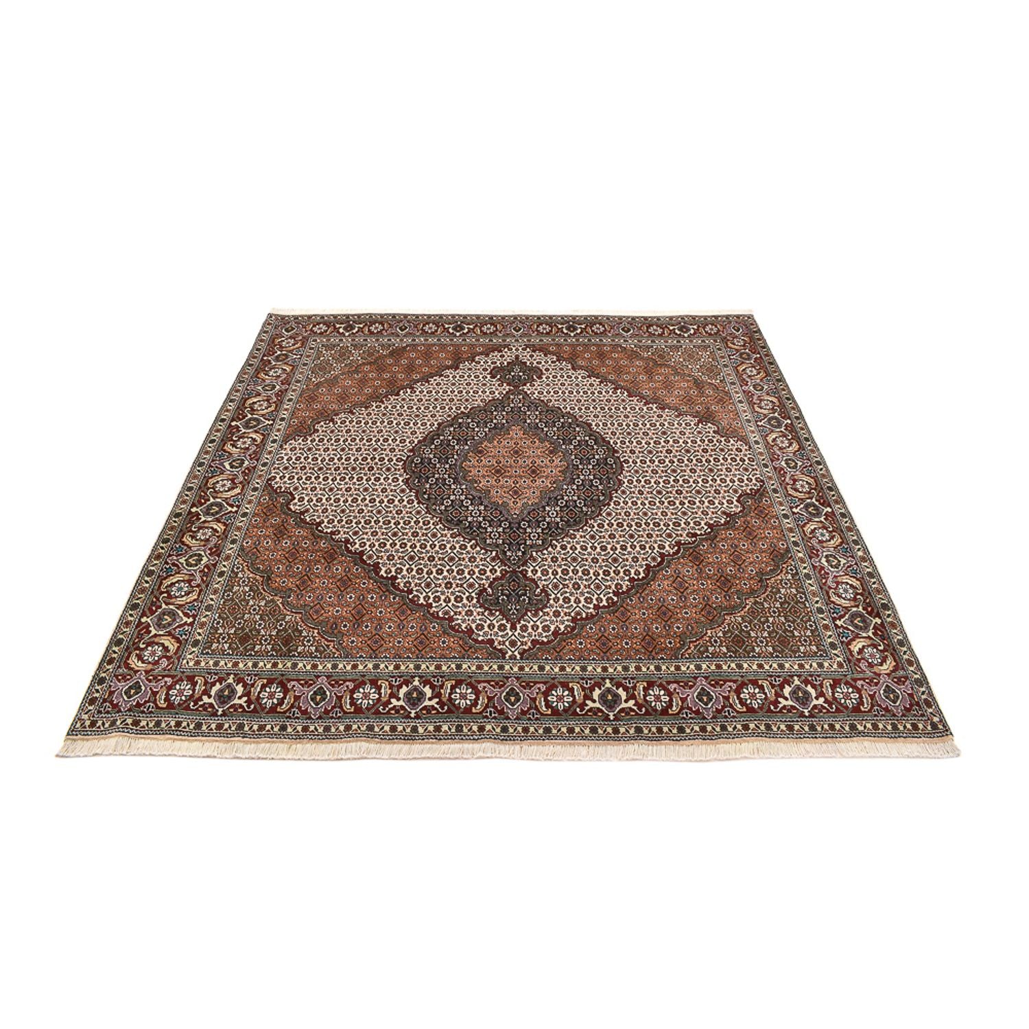 Alfombra Persa - Tabriz - Real cuadrado  - 199 x 198 cm - marrón claro