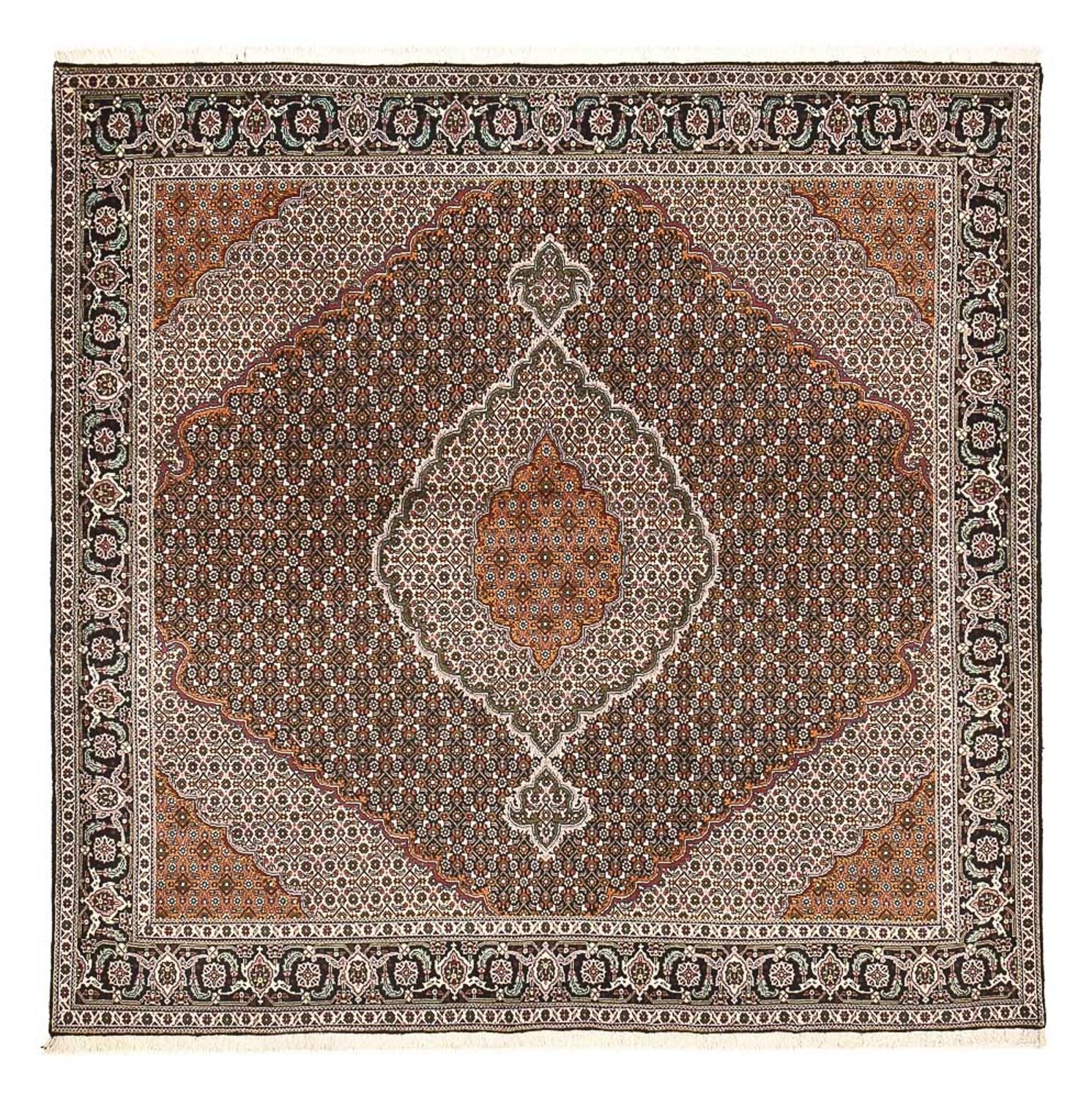 Alfombra Persa - Tabriz - Real cuadrado  - 203 x 203 cm - marrón