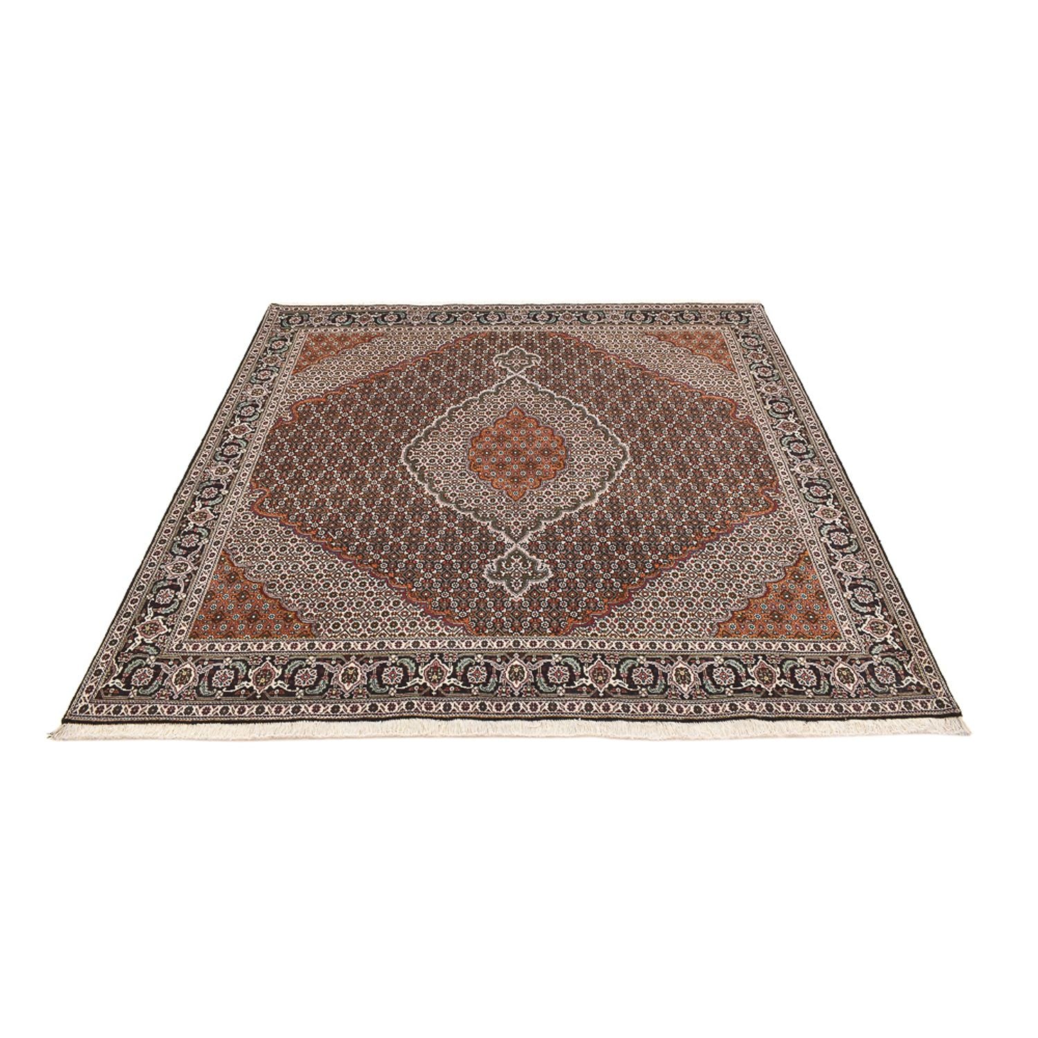 Alfombra Persa - Tabriz - Real cuadrado  - 203 x 203 cm - marrón