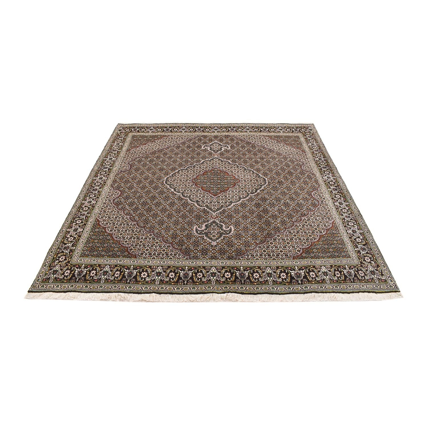 Alfombra Persa - Tabriz - Real cuadrado  - 201 x 200 cm - marrón